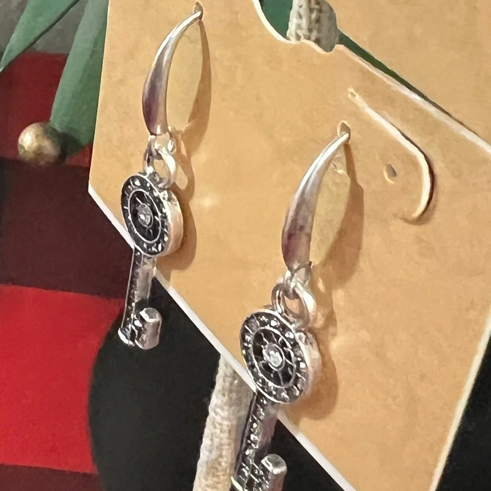 Patricia Nash Silver Key Charm Earrings
